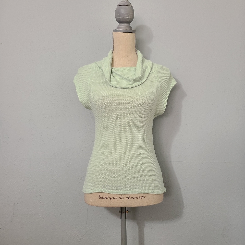 Free People Turtle Neck Mint Green Cowl Neck Top Med